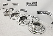 (4) 6,000 Horsepower PRI Show Aluminum Cast Turbo Housings AFTER Chrome-Like Metal Polishing and Buffing Services - Aluminum Polishing