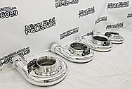 (4) 6,000 Horsepower PRI Show Aluminum Cast Turbo Housings AFTER Chrome-Like Metal Polishing and Buffing Services - Aluminum Polishing