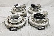 (4) 6,000 Horsepower PRI Show Aluminum Cast Turbo Housings BEFORE Chrome-Like Metal Polishing and Buffing Services - Aluminum Polishing