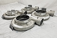 (4) 6,000 Horsepower PRI Show Aluminum Cast Turbo Housings BEFORE Chrome-Like Metal Polishing and Buffing Services - Aluminum Polishing