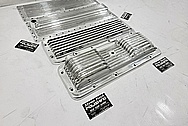 Aluminum Finned Valve Covers (Not Recessed Areas) AFTER Chrome-Like Metal Polishing and Buffing Services / Restoration Services - Aluminum Polishing Services - Valve Cover Polishing 