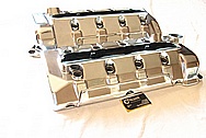 Chevy Corvette Aluminum Valve Covers BEFORE Chrome-Like Metal Polishing and Buffing Services Plus Custom Painting Services 