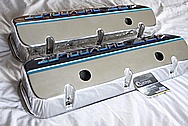 Chevrolet 427 Aluminum Valve Covers AFTER Chrome-Like Metal Polishing and Buffing Services Plus Painting Services