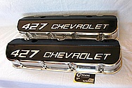 427 Chevrolet Aluminum Engine Valve Covers AFTER Chrome-Like Metal Polishing and Buffing Services Plus Custom Painting Services 