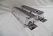 Ford 351 Cleveland Engine Aluminum Valve Covers With Fins AFTER Chrome-Like Metal Polishing - Aluminum Polishing Services