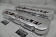 Chevrolet 572 Big Block Chevy Aluminum Valve Covers AFTER Chrome-Like Metal Polishing and Buffing Services - Aluminum Polishing Plus Custom Painting Services 