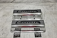 1957 Chevrolet Corvette Aluminum Valve Covers AFTER Chrome-Like Metal Polishing - Aluminum Polishing Services