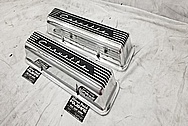 1957 Chevrolet Corvette Aluminum Valve Covers AFTER Chrome-Like Metal Polishing - Aluminum Polishing Services