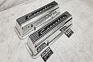 1957 Chevrolet Corvette Aluminum Valve Covers AFTER Chrome-Like Metal Polishing - Aluminum Polishing Services