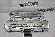 Chevrolet Aluminum Valve Covers AFTER Chrome-Like Polishing and Buffing - Aluminum Polishing - Valve Cover Polishing Plus Custom Accent Painting Service 