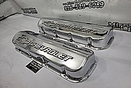 Chevrolet Aluminum Valve Covers AFTER Chrome-Like Polishing and Buffing - Aluminum Polishing - Valve Cover Polishing Plus Custom Accent Painting Service 