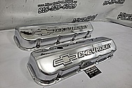 Chevrolet Aluminum Valve Covers AFTER Chrome-Like Polishing and Buffing - Aluminum Polishing - Valve Cover Polishing Plus Custom Accent Painting Service 