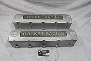 Rocket Racing Aluminum V8 Valve Covers BEFORE Chrome-Like Metal Polishing and Buffing Services / Restoration Services / Painting Services 