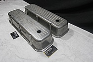 Chevrolet Aluminum Engine Valve Covers BEFORE Chrome-Like Metal Polishing and Buffing Services Plus Custom Painting Services