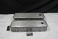 Chevrolet Aluminum Engine Valve Covers BEFORE Chrome-Like Metal Polishing and Buffing Services Plus Custom Painting Services