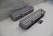 Ford 351 Cleveland Engine Aluminum Valve Covers With Fins BEFORE Chrome-Like Metal Polishing - Aluminum Polishing Services