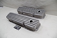 Ford 351 Cleveland Engine Aluminum Valve Covers With Fins BEFORE Chrome-Like Metal Polishing - Aluminum Polishing Services