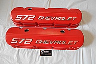 Chevrolet 572 Big Block Chevy Aluminum Valve Covers BEFORE Chrome-Like Metal Polishing and Buffing Services - Aluminum Polishing Plus Custom Painting Services 