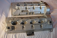 Ford Mustang Cobra Aluminum Valve Covers BEFORE Chrome-Like Metal Polishing and Buffing Services