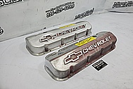 Chevrolet Aluminum Valve Covers BEFORE Chrome-Like Polishing and Buffing - Aluminum Polishing - Valve Cover Polishing Plus Custom Accent Painting Service 