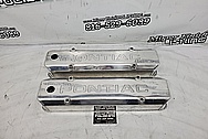 Pontiac Aluminum Valve Covers BEFORE Chrome-Like Polishing and Buffing - Aluminum Polishing - Valve Cover Polishing Plus Custom Accent Painting Service 