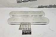 Pontiac Aluminum Valve Covers BEFORE Chrome-Like Metal Polishing and Buffing Services - Aluminum Polishing - Valve Cover Polishing Plus Custom CNC Engraving Services 