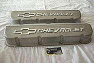 Chevrolet Aluminum Engine Valve Covers BEFORE Chrome-Like Metal Polishing and Buffing Services