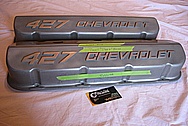 Chevrolet 427 Aluminum Valve Covers BEFORE Chrome-Like Metal Polishing and Buffing Services Plus Painting Services