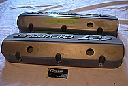 Chevrolet 427 Aluminum Valve Covers BEFORE Chrome-Like Metal Polishing and Buffing Services Plus Painting Services