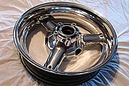 2008 Suzuki Hayabusa Aluminum Motorcycle Wheel AFTER Chrome-Like Metal Polishing and Buffing Services