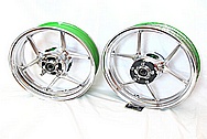 Aluminum Kawasaki Motorcycle Wheels AFTER Chrome-Like Metal Polishing and Buffing Services / Restoration Services