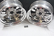 Front and Back of Aluminum Wheels AFTER Chrome-Like Metal Polishing and Buffing Services / Restoration Services