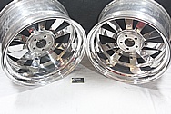 Front and Back of Aluminum Wheels AFTER Chrome-Like Metal Polishing and Buffing Services / Restoration Services