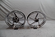 Aluminum 5 Blade Motorcycle Wheels AFTER Chrome-Like Metal Polishing - Aluminum Polishing