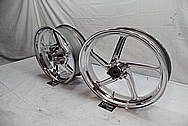 Aluminum 5 Blade Motorcycle Wheels AFTER Chrome-Like Metal Polishing - Aluminum Polishing