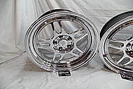 Black Coated Twin Spoke / 10 Blade Aluminum Wheels AFTER Chrome-Like Metal Polishing - Aluminum Polishing - Wheel Polishing