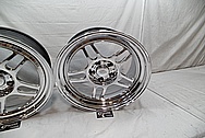 Black Coated Twin Spoke / 10 Blade Aluminum Wheels AFTER Chrome-Like Metal Polishing - Aluminum Polishing - Wheel Polishing