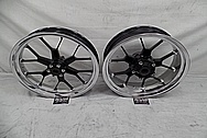 Intricate Aluminum Black Coated Motorcycle Wheels AFTER Chrome-Like Metal Polishing and Buffing Services - Aluminum Polishing