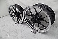 Intricate Aluminum Black Coated Motorcycle Wheels AFTER Chrome-Like Metal Polishing and Buffing Services - Aluminum Polishing