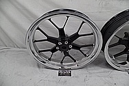 Intricate Aluminum Black Coated Motorcycle Wheels AFTER Chrome-Like Metal Polishing and Buffing Services - Aluminum Polishing