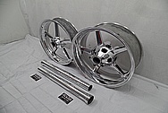 Aluminum Motorcycle Wheels AFTER Chrome-Like Metal Polishing and Buffing Services - Aluminum Polishing