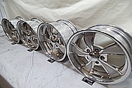 Intricate Aluminum Wheels BEFORE Chrome-Like Metal Polishing and Buffing Services - Aluminum Polishing