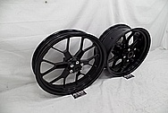 Intricate Aluminum Black Coated Motorcycle Wheels BEFORE Chrome-Like Metal Polishing and Buffing Services - Aluminum Polishing