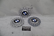 BMW Aluminum Wheel Centercaps BEFORE Chrome-Like Metal Polishing and Buffing Services - Aluminum Polishing Services Plus Custom Painting Services 