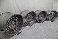 BMW E30 Aluminum BBS Wheels BEFORE Chrome-Like Metal Polishing - Aluminum Polishing Services Plus Custom Painting Services 