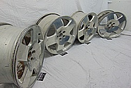 Aluminum 5 Star Wheels BEFORE Chrome-Like Metal Polishing and Buffing Services - Aluminum Polishing - Wheel Polishing