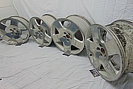 Aluminum 5 Star Wheels BEFORE Chrome-Like Metal Polishing and Buffing Services - Aluminum Polishing - Wheel Polishing