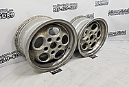 Porsche Aluminum Wheels BEFORE Chrome-Like Metal Polishing and Buffing Services - Aluminum Polishing - Wheel Polishing 