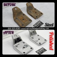 Vintage Automotive Steel Bracket BEFORE/AFTER Chrome-Like Polishing and Buffing Services plus Steel Finishing Services