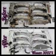 Nissan 300ZX Aluminum Intake Manifold BEFORE/AFTER Chrome-Like Polishing and Buffing Services plus Aluminum Finishing Services